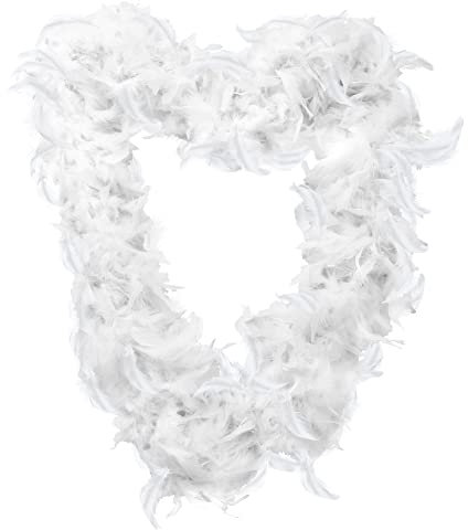 White Feather Garland Christmas Decoration - Pack of 1-6ft/180cm 65g Fluffy Festive Feather Tinsel Boa - Perfect for Xmas Tree and Household Christmas Decorations