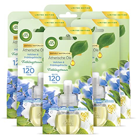 Air Wick Duftölflakon Nachfüller Veilchen und Frühlingsfrische – Frischer Raumduft mit ätherischen Ölen – 6er Duftöl Set