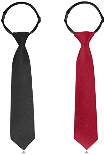 YATEICBC 2 Stück Kinder Krawatten Jungen Verstellbare Vorgebundene Krawatten (Rot, Schwarz)