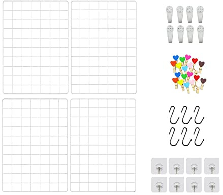 ZUOKEMY 4 Pieces Mounted Photo Grid Wall Grid Decorative Panels(white11.8 x15.7) for Living Room, Bedroom, Office, Study, Etc. Photo Memo Display Grid Panels