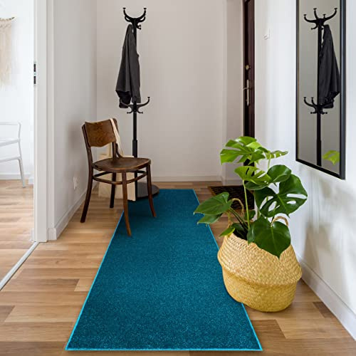 rugsx Läufer Eton für Korridor, Küche türkis 80x500 cm
