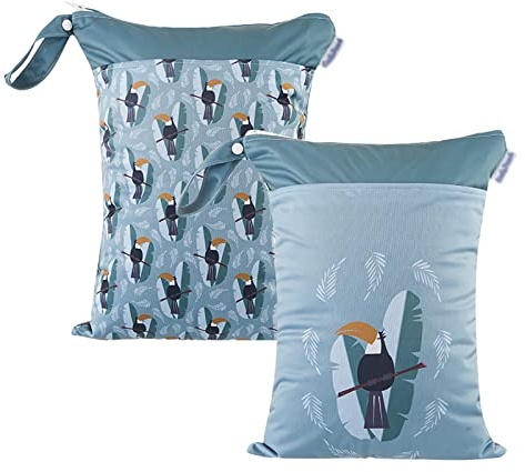 Maeau 2 Stück Wetbags für Stoffwindeln Windeltasche Wickeltasche Baby Wetbag Organiser Beutel Nasstaschen Kindergarten Nassbeutel Wiederverwendbare Wetbag Waschbar Gym Bag Wasserdicht, 30x40cm, 38