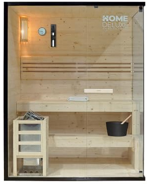 Home Deluxe - Sauna traditionnel - Shadow L - 150 x 120 x 190 cm - pour 3 personnes - bois d'épicéa de haute qualité, poêle de sauna et accessoires de sauna inclus I Sauna à vapeur Sauna à infusion