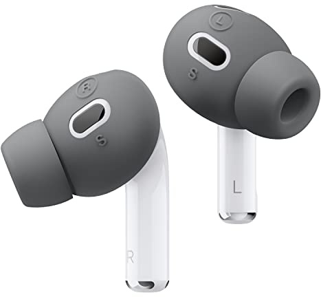 elago [6 Paar] Ohrstöpsel mit Ohrhörerschutz Kompatibel mit AirPods Pro 2 - [3 Größen: Groß + Mittel + Klein], Kompatibel mit Apple AirPods Pro 2nd Generation (Dunkelgrau)