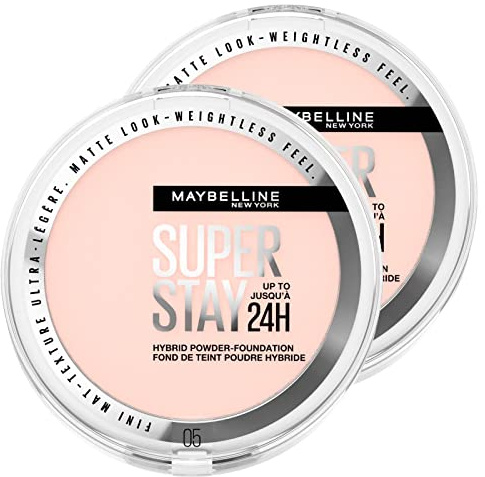 Maybelline New York Super Stay Hybrid Foundation, matt, wasserfest, matt, Farbe 05, für Mischhaut und fettige Haut, langer Halt 24 Stunden, 2 Kosmetika