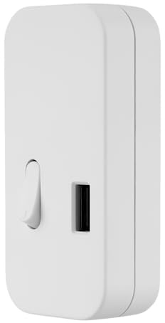 REV Zwischenschalter mit USB, Wippschalter 1-polig, Kabelschalter, weiß | Schnurschalter | Zuleitungsschalter| 2,5A, 230V~