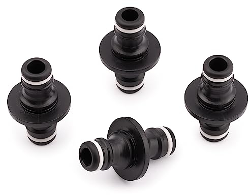 Mivos 4 connettori per tubi in plastica riciclata al 90% – Doppio connettore per tubi da giardino – Connettore per tubo per il collegamento di due tubi dell'acqua – Tubo di collegamento