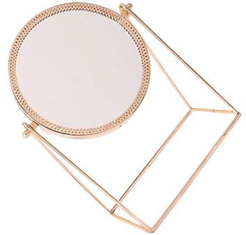 FOMIYES Schminkspiegel Aus Metall Runder Heimspiegel Für Schreibtisch Kosmetikspiegel Für Mädchen Und Frauen Roségold