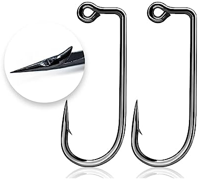 HARAY Angelhaken 100 Stück Angel-Jig-Haken, Grad-Jig-Haken, Kohlenstoffstahl, Langer Schaft, Jig-Kopf, Formhaken, Salzwasser-Angelgerät Angelzange (Color : Size-6-0 Gap-18.6mm, Size : 100 Pcs)