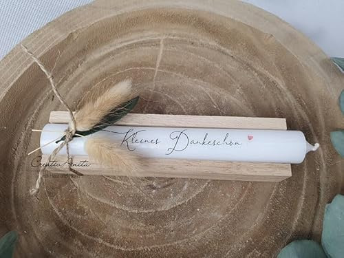 Geschenkkerzen - Stabkerze mit Spruch - Kleines Dankeschön mit Blümchen - Dekoriert in Holzbox