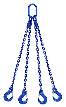 Joma-Tech 4-Strang Anschlagkette 2m GK10 10mm blau mit Sicherheitshaken