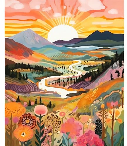 YALKIN Paint by Numbers for Adults Kits, Landscape Painting by Number Kits On Canvas,Without Frame DIY Color Oil Painting Acrylic Paints,Home Wall Decor 16x20in/40x50cm