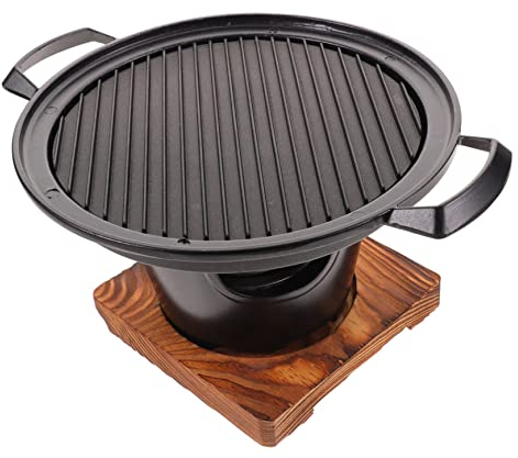 POPETPOP Tragbarer Mini-barbecue-grill Mit Bräter Für Camping Outdoor Und Haushalt Tragbarer Grillofen Zum Grillen Von Steaks Hähnchen Fisch Burgern Und Gemüse Einfach Zu Reinigen Bedienen