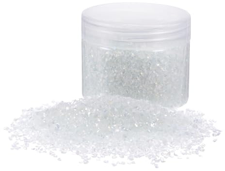 QUARKZMAN 200g Zerkleinertes Glas 1-3mm Glänzende elektroplattierte unregelmäßige Glassplitter für Bastelarbeiten, DIY Harzkunstdekoration, Vasenfüller, Weiß