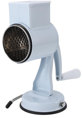 Grattugia per Verdure Manuale in Acciaio Inossidabile, Affettatrice a Manovella con 5 Lame e Manico Intercambiabili, Grattugia per Formaggio Manuale Stabile per (WHITE)