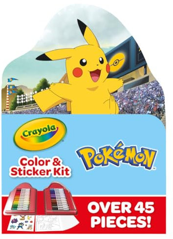 Crayola Pokemon Art Kit für Kinder (45 Stück), Pokemon Malbuchseiten, Pokemon Aufkleber für Kinder, Pokemon Spielzeug, Urlaubsgeschenk, ab 4 Jahren
