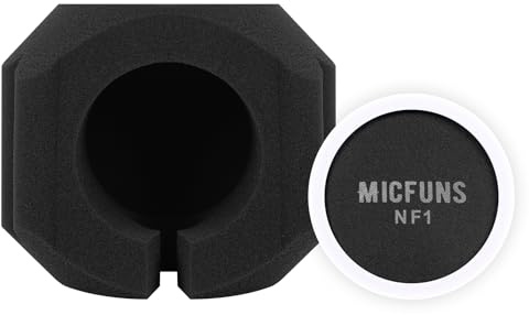 Micfuns NF1 Mikrofon Windschutzscheibe Windschutz Pop Filter, Akustikfilter für 4,5 cm - 6,0 cm Aufnahmestudios Mikrofone, schallabsorbierender Schaumstoff (Schwarz)
