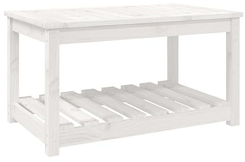 HETFTJN Balcony Table Campingtische Beistelltische Fürs Wohnzimmer Picknicktisch - Gartentisch Weiß 82,5x50,5x45 cm Massivholz Kiefer für Innenhof Aufenthaltsraum Garten Speisesaal