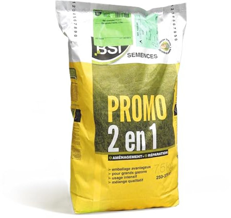 BSI - Semences De Gazon - Aménagement Ou Réparation Rapide - Avec Enrobage Protecteur - Haute qualité - Grande Surface - Jusqu'à 375m² - 7,5Kg