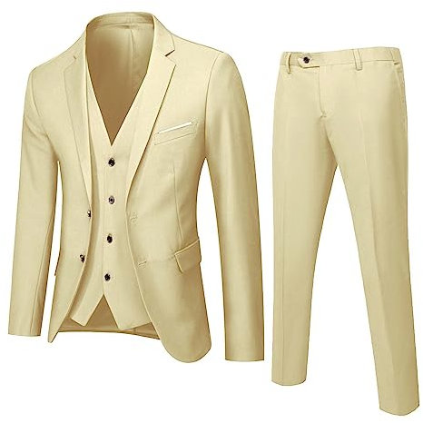 RUMAOZIA Tuta da uomo, 3 pezzi, slim fit, tuta da lavoro, tinta unita, giacca + gilet + pantaloni, tuta da sposa, giacca classica, per feste formali, per il tempo libero, O kaki, 4XL