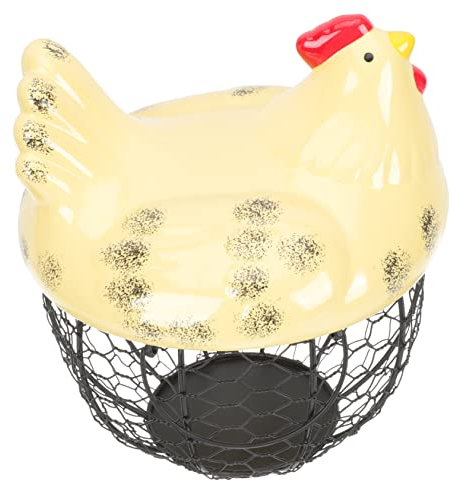 Amosfun Prácticas Cestas de Alambre de Metal con Forma de Gallina para Guardar en La Cocina del Hogar