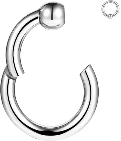 BodyAce Groß Nasenring Segmentring Clicker 6G 8G 10G 12G PA Ringe CBR Ohrring Tragus Piercing Chirurgenstahl Nasenpiercing Schmuck [10G(2.5mm),Reifen:14mm]