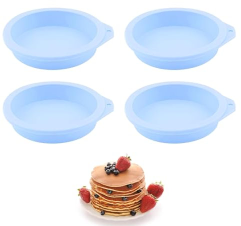 4 Pcs Air Fryer Egg Mould,4 inch Blue Round Silicone Ramekins Egg Ring Molds Burger Buns Moulds Air Fryer Accessories for Fried Egg Muffin Sandwiches,Breakfast Household Kitchen Cake Baking Tool