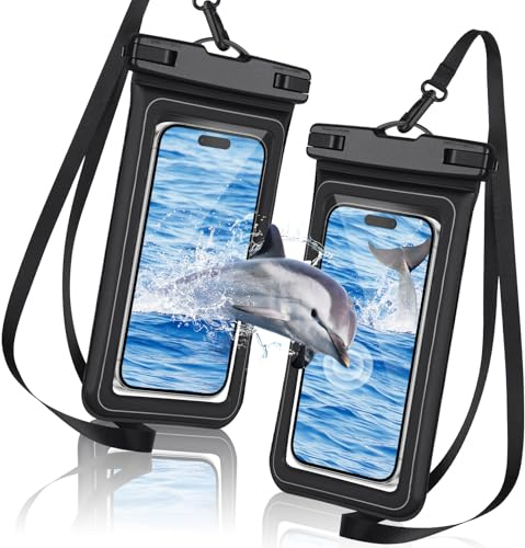 AOOSA Vattentät Flytande Telefonväska，2-pack IPX8 Vattentät Torr Telefonväska, Universal Waterproof Pouch för iPhone16 15 14 13 12 Pro upp till 7,0