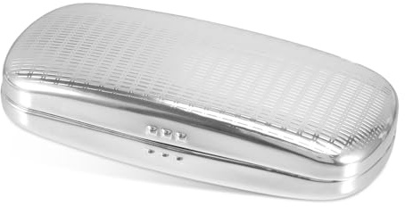 wlertcop Silber Brillenetui Hardcase, Aluminium Brillen Etui Hart, Metall Sonnenbrillen Etui, Silbernes Hartschalenetui aus Metall für Sonnenbrillen, Sportbrillen und Presbyope für Männer und Frauen