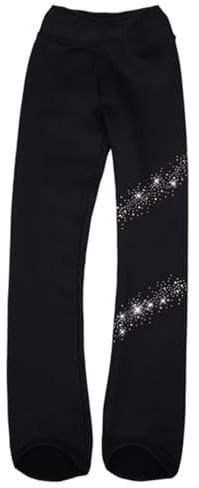 Leeonway Atmungsaktiv Skating Leggings Kind,Warme Eislauf-Schwarz-Leggings,Damen Eiskunstlauf-Strumpfhose,Lange Haltbarkeit,Geeignet FüR WettkäMpfe,Auftritte,Training
