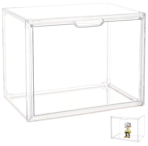 Acryl Display-Schaukasten, 36*22*27cm Klarsichtvitrine Transparente stapelbare Kunststoffboxen mit magnetischem Staubschutzhaube für Puppenhaus/DIY Miniatur Haus Kit/3D Puzzle/Kosmetik/Figur