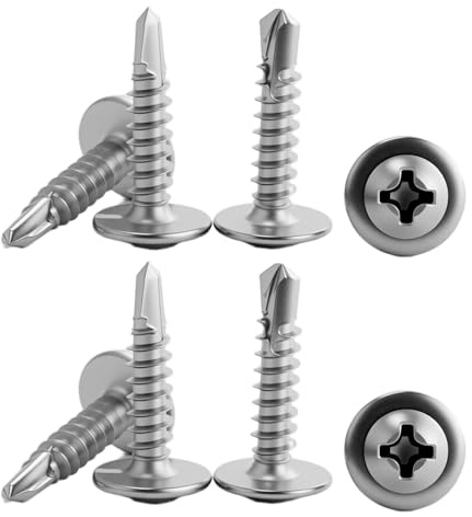 110 viti autofilettanti M4,2 x 19 mm, in acciaio inox, viti a croce, viti autofilettanti, per metallo, legno, cemento (argento)