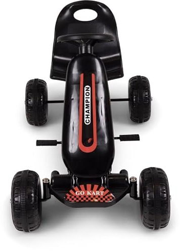 YAR Go-Kart für Kinder ab 3-7 Jahren – Pedal Auto mit verstellbarem Sitz, Luftreifen & Handbremse – Kinderfahrzeug für Garten & Outdoor – Tretauto – Schwarz – robust & sicherer Fahrspaß