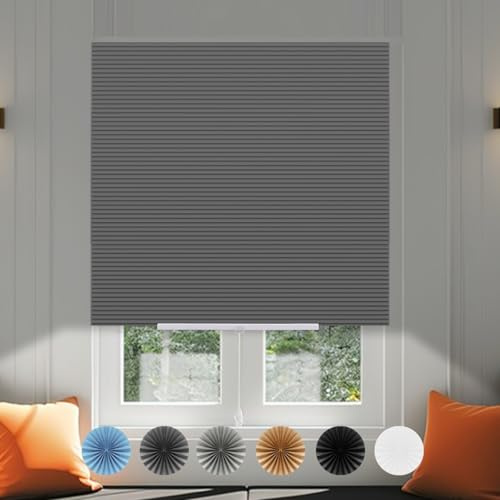 No Drill Blinds for Windows Temporary Blackout No Screw Stick on Pull Down Blinds Thermal Curtains Privcy Protection Perfect Easy Fit Install for Bedroom,Bathroom, Kitchen Windows,Doors