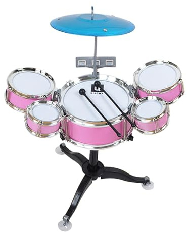 ＡＷＨＡＯ Kinder Schlagzeug Set, Musikspielzeug Set, Pädagogisches Hand Augen Koordinations Jazz Schlagzeug, Musikinstrumente Spielzeug für Partys Im Kindergart, Rosa