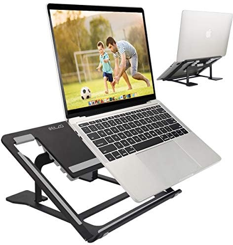 ELZO Laptop Ständer, Ergonomisch Notebook Ständer Multi-Winkel Verstellbar, Höhe einstellbar, MacBook Ständer für Dell, HP, Samsung, Lenovo alle 10~17.3 Tablet (Schwarz)