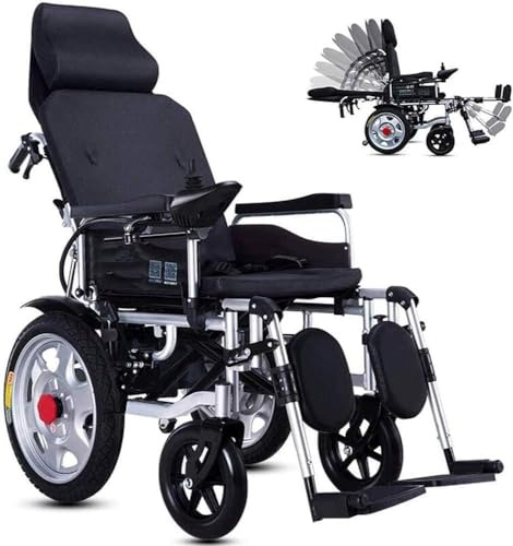 Silla de ruedas eléctrica plegable con respaldo ajustable, control de palanca de mando y alcance de 15 km para ayuda de movilidad portátil