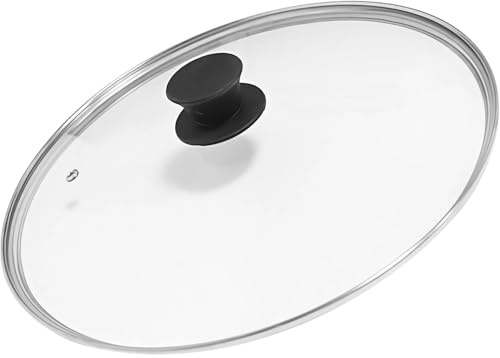 Pfannendeckel 34 cm Universaler Glasdeckel, mit Hitzebeständigem Knopf, Gehärtetes Qualitätsglas, Topfdeckel für Töpfe und Pfannen in der Küche