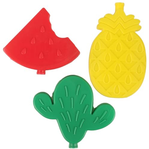 HOMSFOU de Glace Réutilisables 3 Pièces, Blocs Réfrigérants d'Ananas, Pastèque et Cactus, Compatibles Glacières pour Maintien au Frais en Randonnée et Pique-Niques