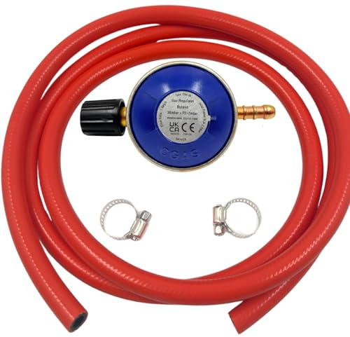Régulateur de gaz butane de 30 mbar avec tuyau de 2 m et clips pour bouteilles de gaz 901 904 907, régulateur de gaz de camping avec contrôle du robinet, kit de tuyau de gaz de barbecue pour caravane