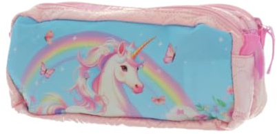 mybagstory | Trousse Licorne | 2 Compartiments | Rose 8x10x25cm
