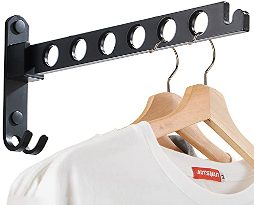 JOOM Retractable Folding Wall Hanger Folding Clothes Hanger Rack Hanging Shelves Clothes Drying Racks Clothes Storage Organizer Laundry Hanger Dryer Rack（one pack）