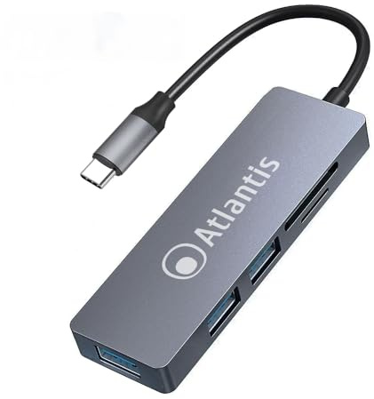 Adattatore Atlantis A04-TC_CR+HB Adattatore 5 in 1 da Type-C a HUB 3 porte USB 3.0 + Card Reader A04-TC_CR+HB