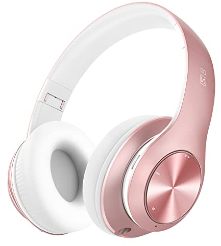 Moobesthy Wireless Headphones Over Ear,Bluetooth Headphones Over-Ear,Foldable Headphones Wireless,52 Hrs Playtime Hi-Fi Stereo Wireless Headsets for Online Class, Office, PC, Phone (Rose Gold)
