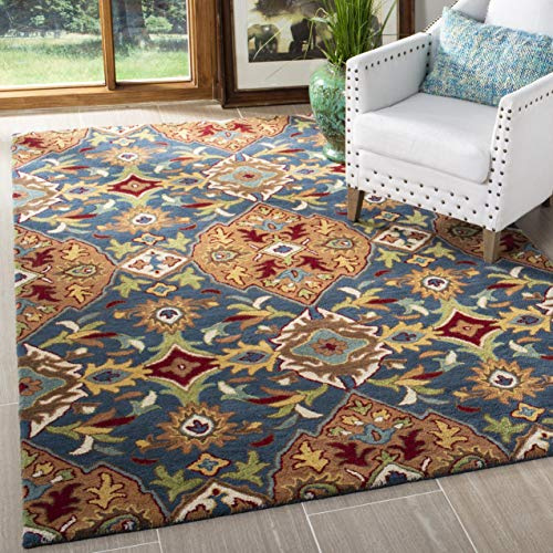 SAFAVIEH Heritage Collection Area Rug - 6' x 9', Camel & Blue, Handmade Traditional Oriental Wool, Ideal for High Traffic Areas in Living Room, Bedroom (HG653A)