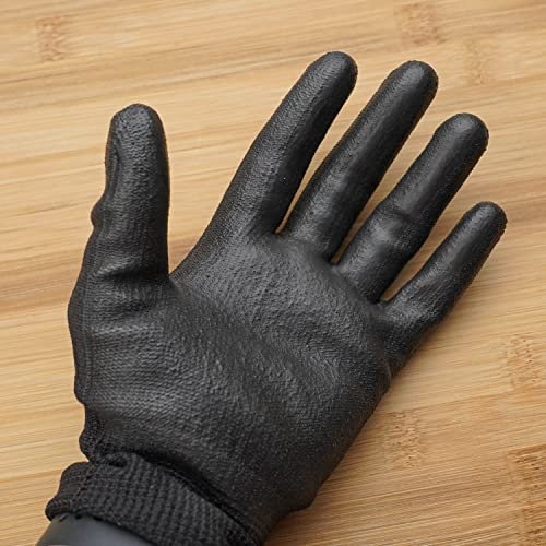 Gants de travail anti-coupure EN388 BLACK Pro tactiles | Revêtement en nitrile antidérapant, gants de protection professionnelle pour homme femme, sécurité industrielle, bricolage |BT(T6)