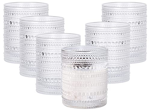 Eden & Willow Set of 6 Bright Beads Highball Drinking Glasses, Tumblers for Cocktails, Hot and Cold Drinks (Short: 450ml)