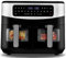 Venga! Double Air Fryer, 2x 4.5 L Capacity, 12 Preset Cooking Modes, Match Cook & Smart Finish Functions, 1400 W, Black/Silver, VG AFT 3008