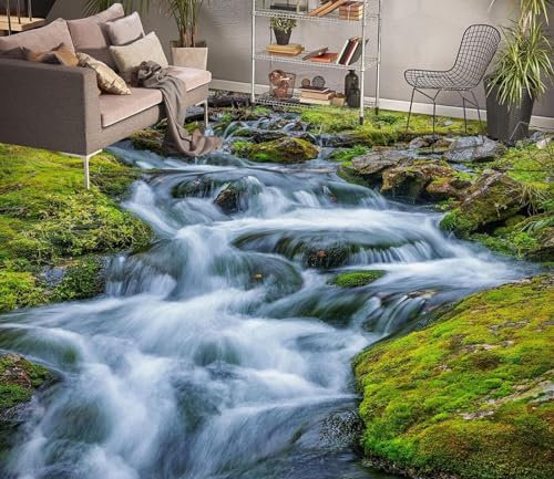 Benutzerdefinierte Selbstklebende Boden Wandtapete 3D-Flusssteine, 430 x 300 cm Bodenfliesen Aufkleber Wohnzimmer Studie Pvc Wasserdicht Tragen 3D Bodenbelag Tapete