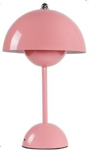 MeYuxg Pilz Lampe, Flowerpot Lampe Mit 3 Helligkeitsmodi, LED Tischleuchte Kabellos, Tischlampe Dimmbar, Akku Aufladbar für Schlafzimmer, Büro, Restaurants (Rosa)